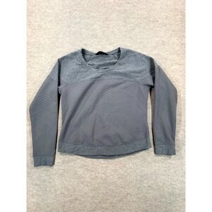 The North Face‎ Recover Up Quilted Crew Sweatshirt Womens Medium Gray Curved Hem
